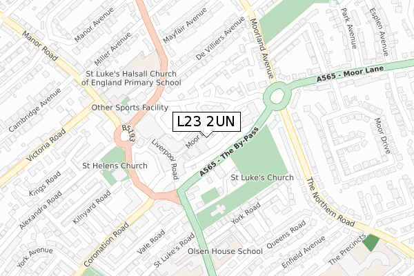 L23 2UN map - large scale - OS Open Zoomstack (Ordnance Survey)