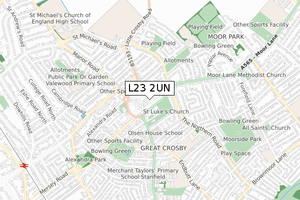 L23 2UN map - small scale - OS Open Zoomstack (Ordnance Survey)