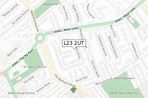 L23 2UT map - large scale - OS Open Zoomstack (Ordnance Survey)