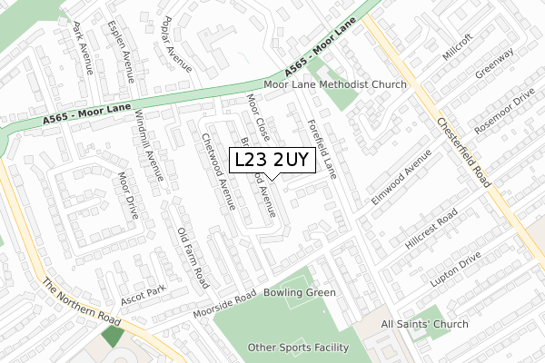 L23 2UY map - large scale - OS Open Zoomstack (Ordnance Survey)