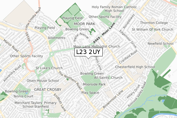 L23 2UY map - small scale - OS Open Zoomstack (Ordnance Survey)