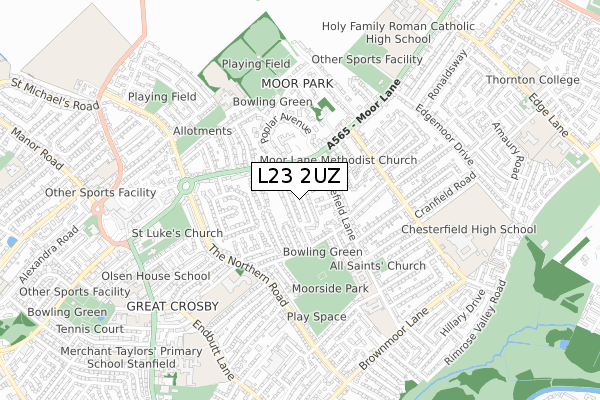 L23 2UZ map - small scale - OS Open Zoomstack (Ordnance Survey)