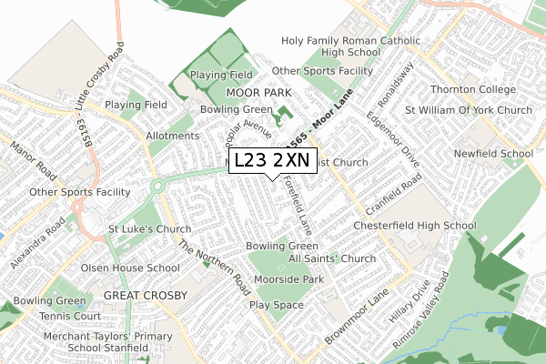 L23 2XN map - small scale - OS Open Zoomstack (Ordnance Survey)