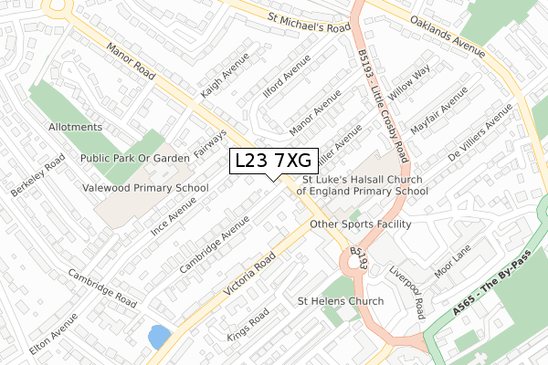 L23 7XG map - large scale - OS Open Zoomstack (Ordnance Survey)