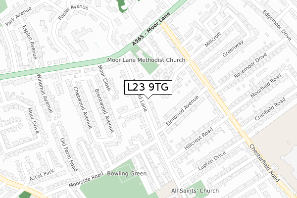 L23 9TG map - large scale - OS Open Zoomstack (Ordnance Survey)