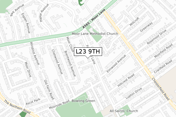 L23 9TH map - large scale - OS Open Zoomstack (Ordnance Survey)