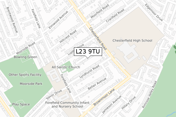 L23 9TU map - large scale - OS Open Zoomstack (Ordnance Survey)