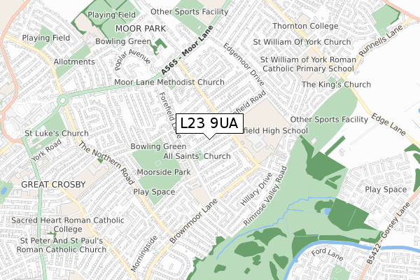 L23 9UA map - small scale - OS Open Zoomstack (Ordnance Survey)