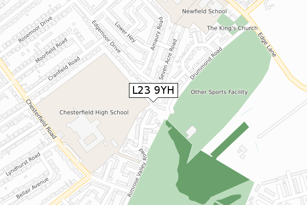 L23 9YH map - large scale - OS Open Zoomstack (Ordnance Survey)