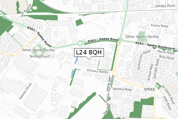 L24 8QH map - small scale - OS Open Zoomstack (Ordnance Survey)