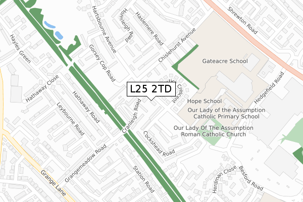 L25 2TD map - large scale - OS Open Zoomstack (Ordnance Survey)