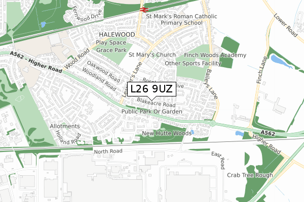 L26 9UZ map - small scale - OS Open Zoomstack (Ordnance Survey)