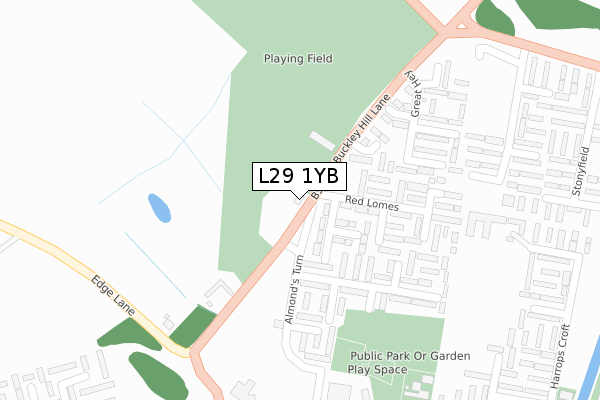 L29 1YB map - large scale - OS Open Zoomstack (Ordnance Survey)