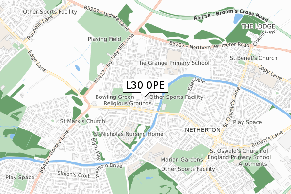 L30 0PE map - small scale - OS Open Zoomstack (Ordnance Survey)