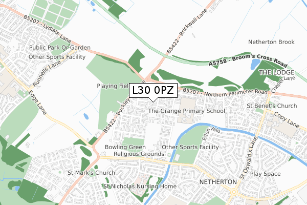 L30 0PZ map - small scale - OS Open Zoomstack (Ordnance Survey)