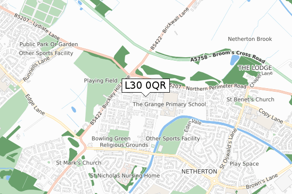 L30 0QR map - small scale - OS Open Zoomstack (Ordnance Survey)