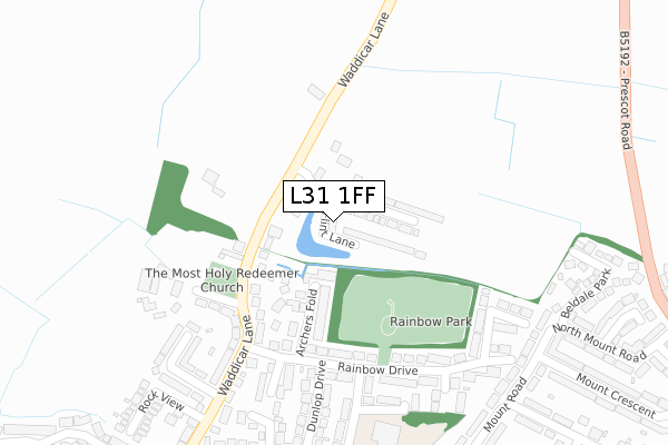 L31 1FF map - large scale - OS Open Zoomstack (Ordnance Survey)