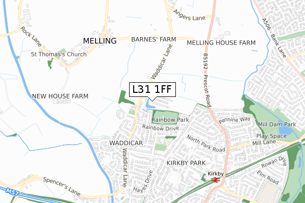 L31 1FF map - small scale - OS Open Zoomstack (Ordnance Survey)