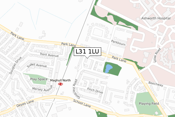 L31 1LU map - large scale - OS Open Zoomstack (Ordnance Survey)