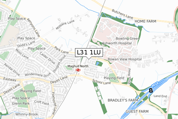 L31 1LU map - small scale - OS Open Zoomstack (Ordnance Survey)