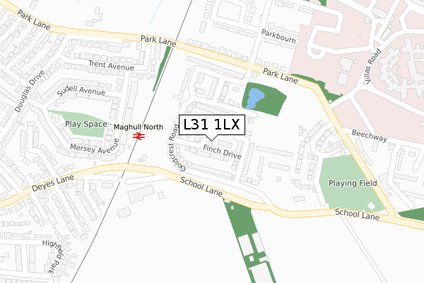 L31 1LX map - large scale - OS Open Zoomstack (Ordnance Survey)