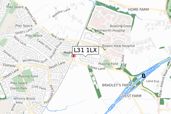 L31 1LX map - small scale - OS Open Zoomstack (Ordnance Survey)