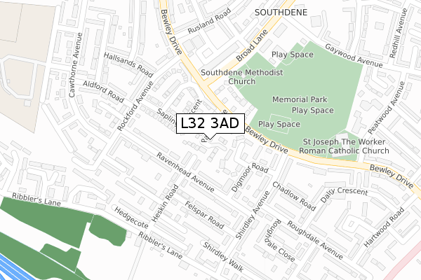 L32 3AD map - large scale - OS Open Zoomstack (Ordnance Survey)