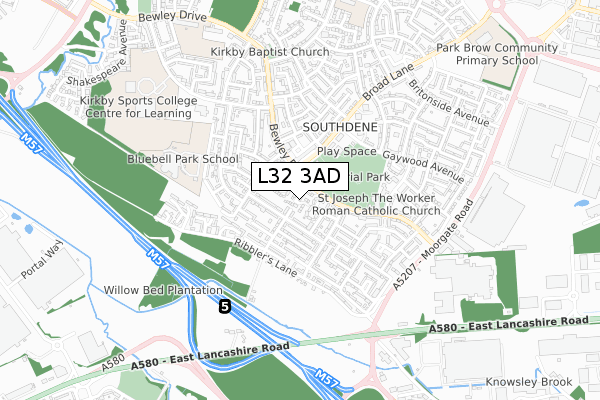 L32 3AD map - small scale - OS Open Zoomstack (Ordnance Survey)