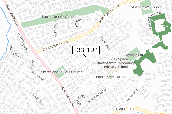 L33 1UP map - large scale - OS Open Zoomstack (Ordnance Survey)