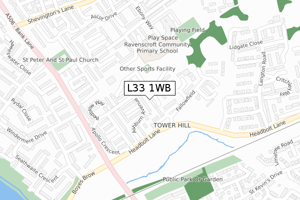 L33 1WB map - large scale - OS Open Zoomstack (Ordnance Survey)