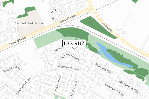 L33 9UZ map - large scale - OS Open Zoomstack (Ordnance Survey)