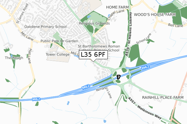 L35 6PF map - small scale - OS Open Zoomstack (Ordnance Survey)