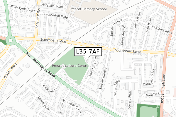 L35 7AF map - large scale - OS Open Zoomstack (Ordnance Survey)