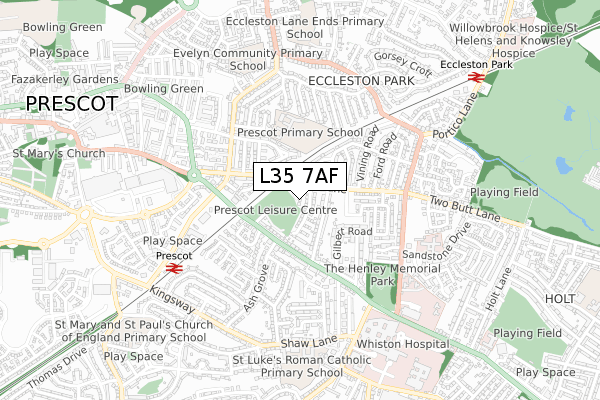 L35 7AF map - small scale - OS Open Zoomstack (Ordnance Survey)