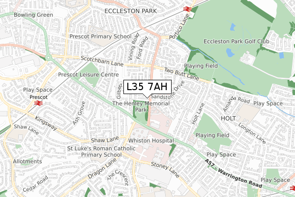 L35 7AH map - small scale - OS Open Zoomstack (Ordnance Survey)