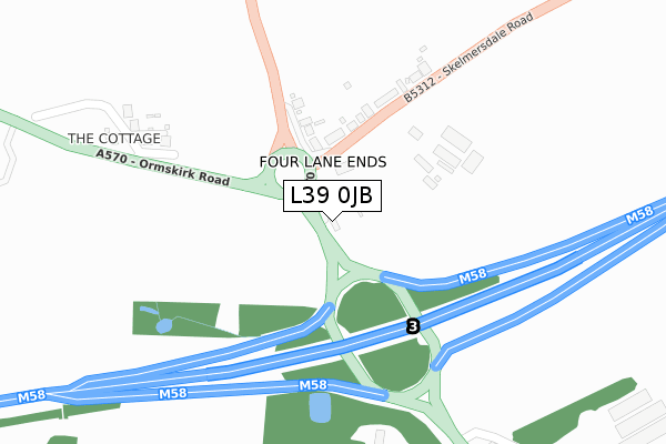 L39 0JB map - large scale - OS Open Zoomstack (Ordnance Survey)