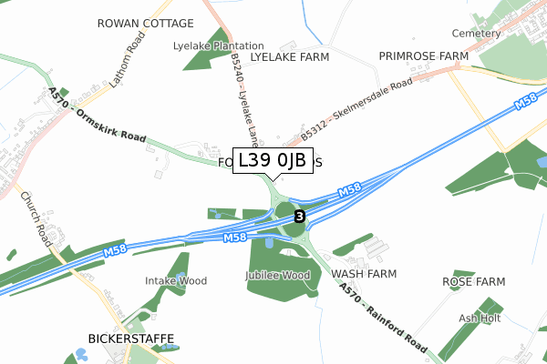 L39 0JB map - small scale - OS Open Zoomstack (Ordnance Survey)