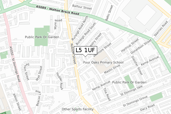 L5 1UF map - large scale - OS Open Zoomstack (Ordnance Survey)