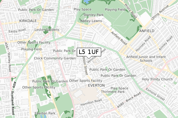 L5 1UF map - small scale - OS Open Zoomstack (Ordnance Survey)