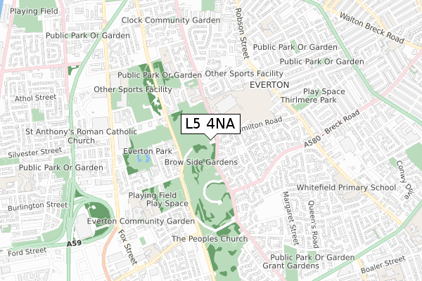 L5 4NA map - small scale - OS Open Zoomstack (Ordnance Survey)