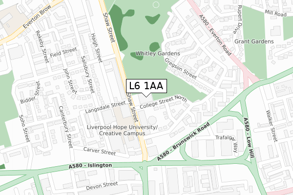 L6 1AA map - large scale - OS Open Zoomstack (Ordnance Survey)