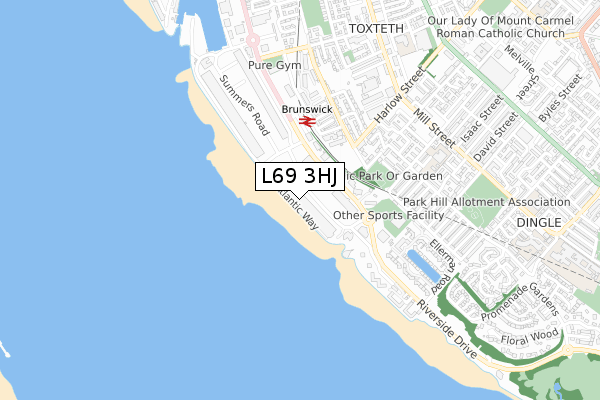 L69 3HJ map - small scale - OS Open Zoomstack (Ordnance Survey)