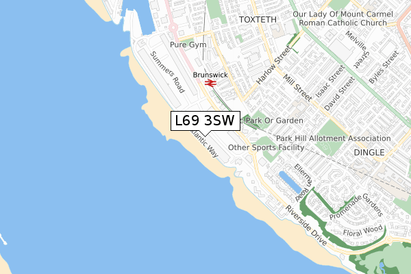 L69 3SW map - small scale - OS Open Zoomstack (Ordnance Survey)