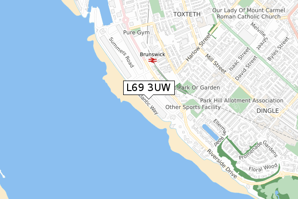 L69 3UW map - small scale - OS Open Zoomstack (Ordnance Survey)