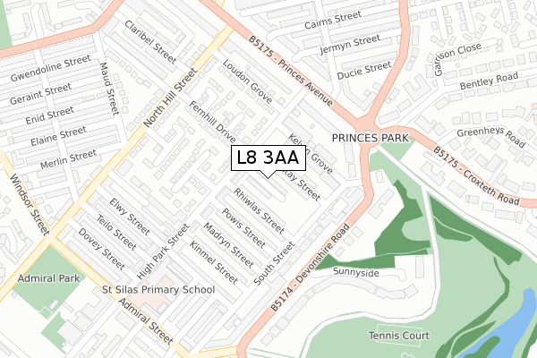 L8 3AA map - large scale - OS Open Zoomstack (Ordnance Survey)