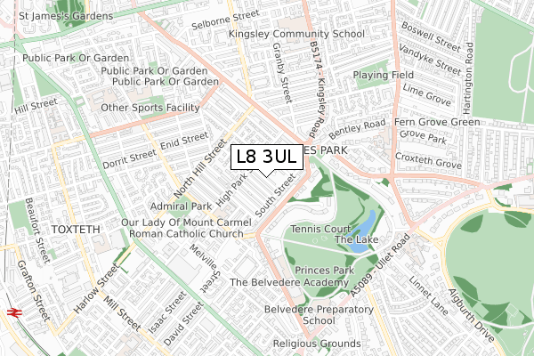 L8 3UL map - small scale - OS Open Zoomstack (Ordnance Survey)