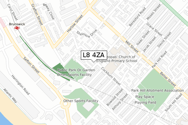 L8 4ZA map - large scale - OS Open Zoomstack (Ordnance Survey)