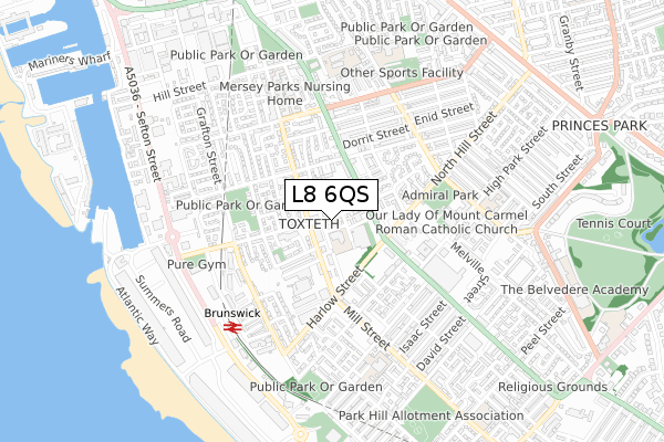 L8 6QS map - small scale - OS Open Zoomstack (Ordnance Survey)