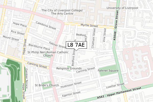 L8 7AE map - large scale - OS Open Zoomstack (Ordnance Survey)