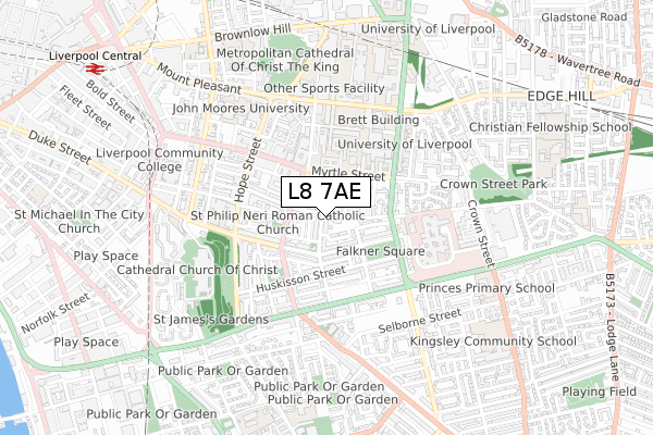 L8 7AE map - small scale - OS Open Zoomstack (Ordnance Survey)